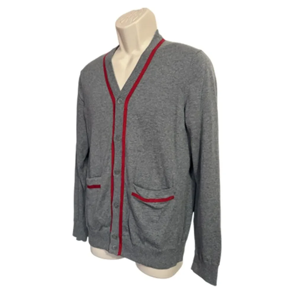 Stock Gray Retro Button Front Cardigan Sweater with pockets Size M